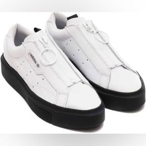 Adidas sleek leather zip up platform sneakers